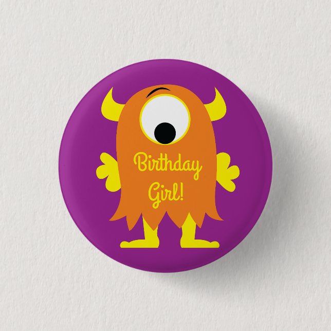 Monster Niedlich Funny Kindergeburtstag Party Them Button (Vorderseite)