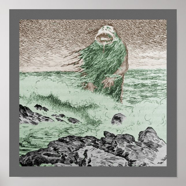 Monster Nokken aus dem Wasser laufen Poster (Vorne)