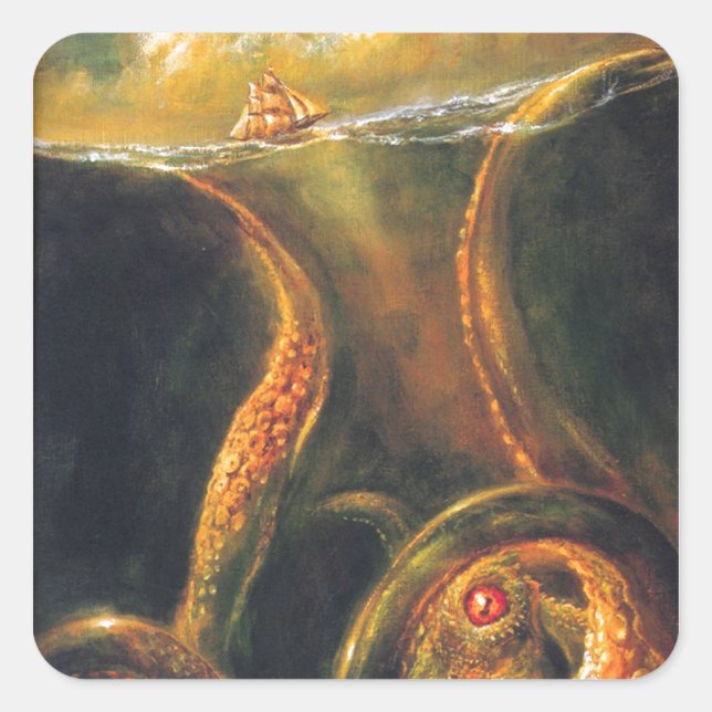 Monster Octopus Quadratischer Aufkleber (Vorderseite)