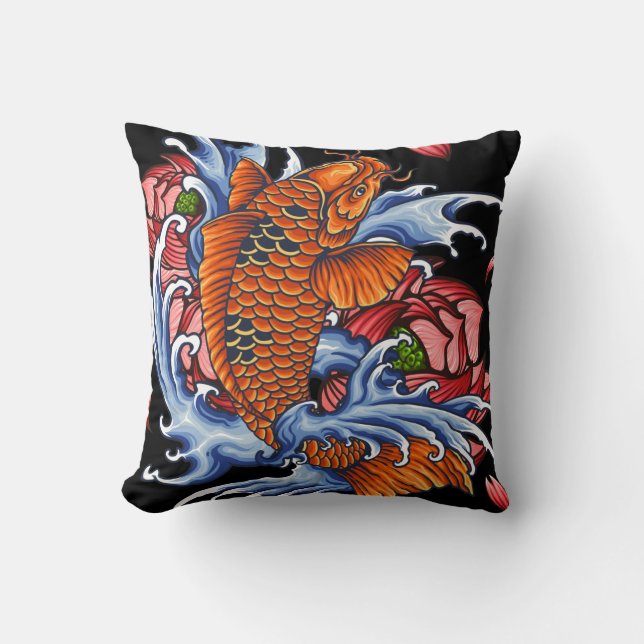 Monster Orange Dragon Fish auf T - Shirt Kissen (Vorderseite)