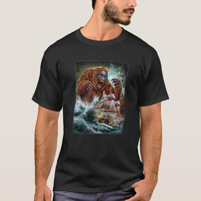 Monster Orangutan als Kraken angreifen ein Kriegss T-Shirt (Vorderseite)