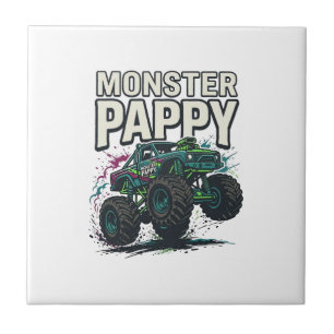 Monster Pappy Monster Truck Vintage Vektor Design_ Fliese