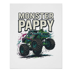 Monster Pappy Monster Truck Vintage Vektor Design_ Poster