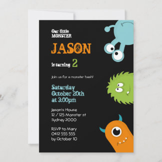 Monster-Party Einladung - Schwarz