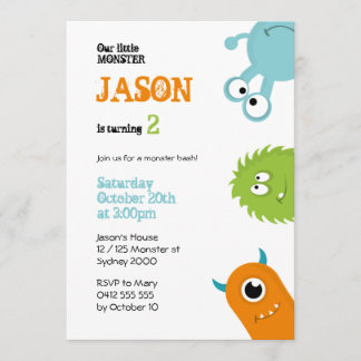 Monster-Party Einladung - weiß