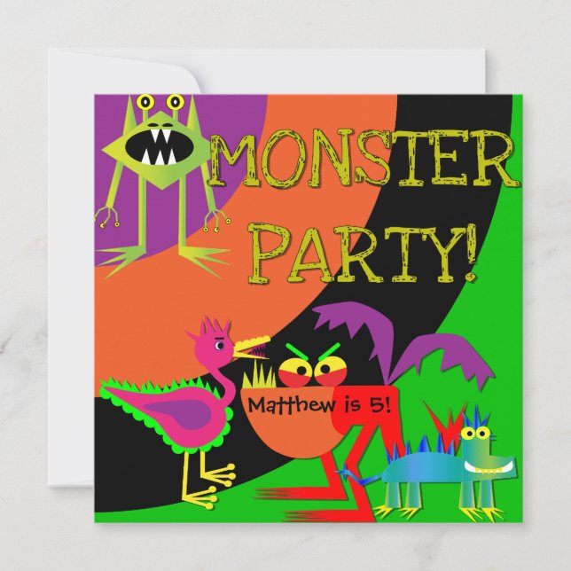 Monster-Party - individuelle Einladungen zum Gebur (Vorderseite)