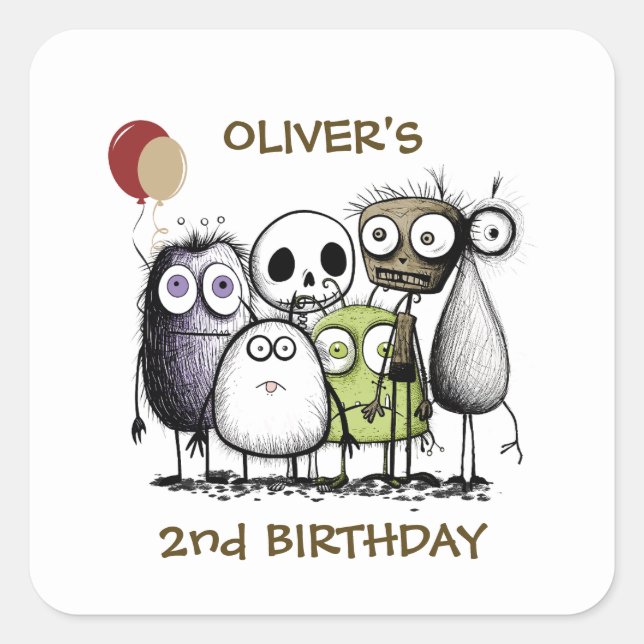 Monster Party Kinder Einladung Umschlag Aufkleber (Vorderseite)