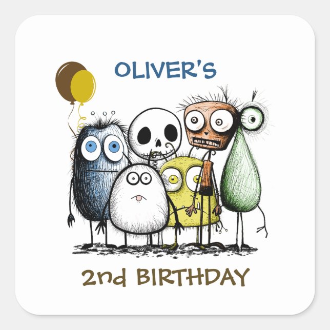 Monster Party Kinder Einladung Umschlag Aufkleber (Vorderseite)