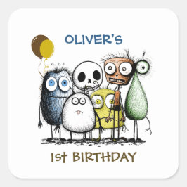 Monster Party Kinder Einladung Umschlag Aufkleber