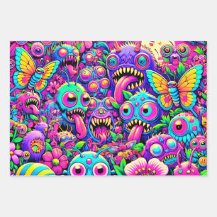 Monster Party Wrapping Paper Geschenkpapier Set
