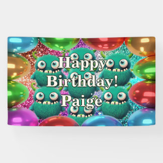 Monster Personalisierter Charakter Geburtstagsbann Banner
