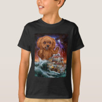 Monster Poodle Hund als Kraken ein Kriegsschiff an