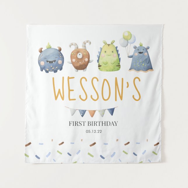 Monster Poster, Monster Begrüßungszeichen Wandteppich (Vorderseite)