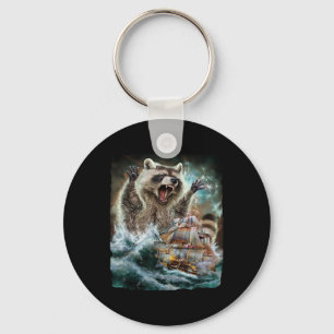 Monster-Raccoon als Kraken ein Kriegsschiff an der Schlüsselanhänger