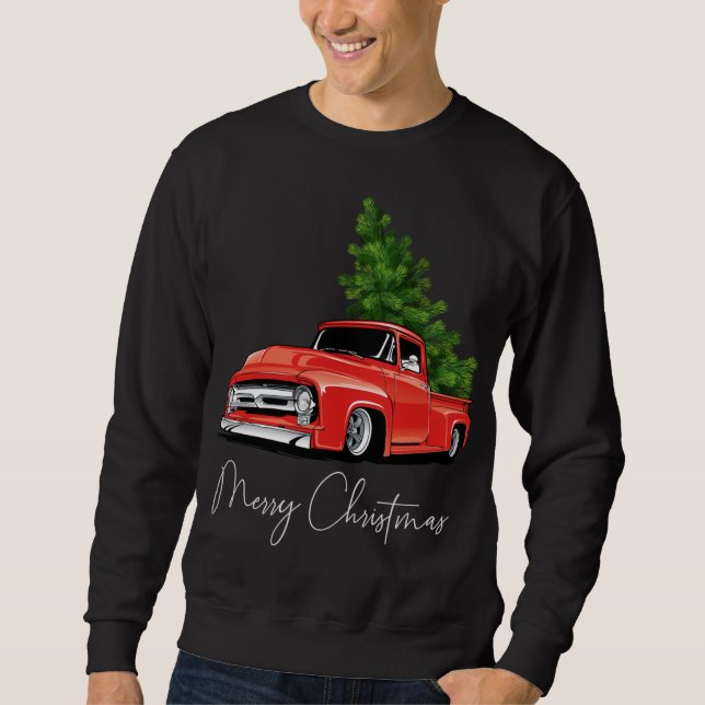 Monster Red Truck Weihnachtsbaum Xmas Sweatshirt (Vorderseite)