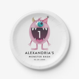 Monster-Schlag-Kindergeburtstag-Party-Rosa Pappteller