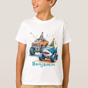 Monster Shark Truck Birthday Bash Aquarell T-Shirt