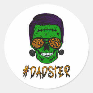 Monster Skull Dadster Vater Lebensgefühl Matching Runder Aufkleber