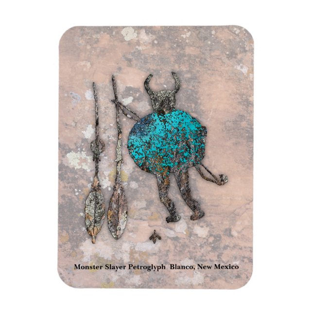 Monster Slayer Petroglyph - Blanco, New Mexico Ma Magnet (Vertikal)