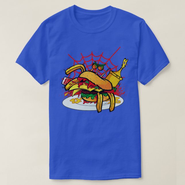 Monster Spider Cheese Burger Food Cheer Burger T-Shirt (Design vorne)