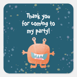 Monster Sports Boy Geburtstagsparty auf Aquamarine Quadratischer Aufkleber