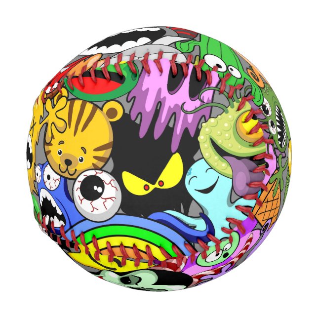 Monster-Süße Figuren Halloween-Muster Baseball (Vorne Rechts)