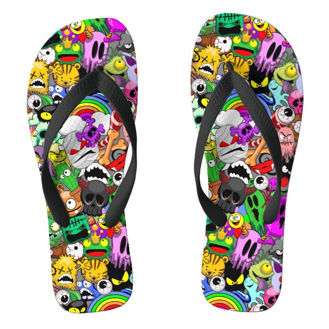 Monster-Süße Figuren Halloween-Muster Flip Flops (Fußbett)