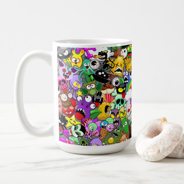 Monster-Süße Figuren Halloween-Muster Kaffeetasse (Mit Donut)