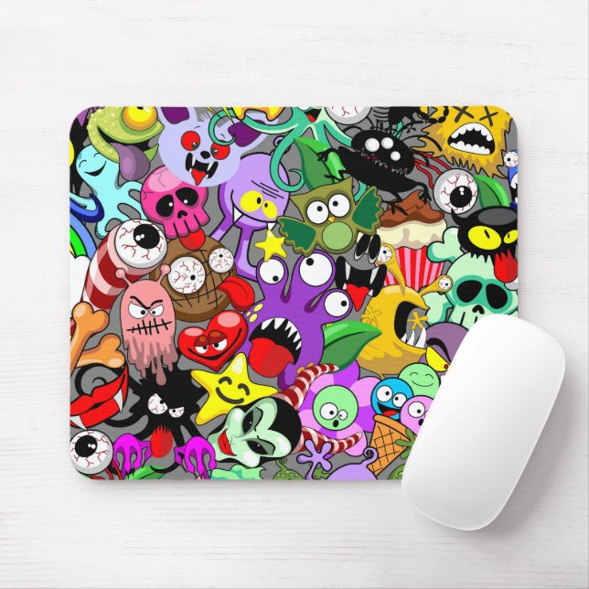 Monster-Süße Figuren Halloween-Muster Mousepad (Mit Mouse)