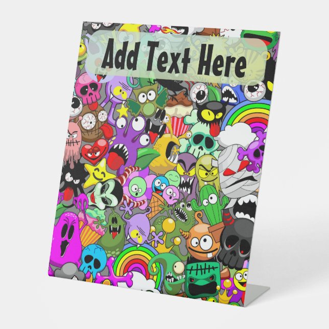 Monster-Süße Figuren Halloween-Muster Sockelschild (Vorderseite)