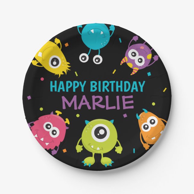 Monster Thema Geburtstagsparty Papier Platte Pappteller (Vorderseite)
