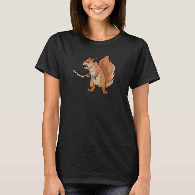 Monster-Tiere Horror-Messereichhörnchen T-Shirt (Vorderseite)