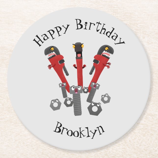 Monster-Tools für Spaß Cartoon Runder Pappuntersetzer (Vorderseite)