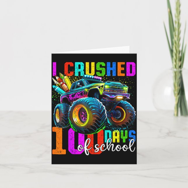 Monster Truck 100th Day Of School Boys 100 Days Of Karte (Vorderseite)