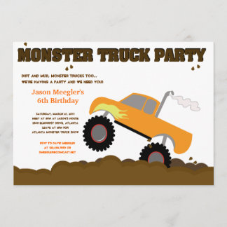 MONSTER TRUCK 12x18 Geburtstagseinladungen Einladung