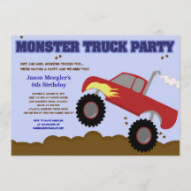 MONSTER TRUCK 12x18 (Red Truck) Einladung zum Gebu