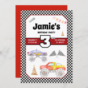 Monster Truck 3. Geburtstag Einladung