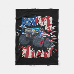Monster Truck 4. Juli Shirt Jungs amerikanische Fl Fleecedecke