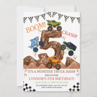 Monster Truck 5. Geburtstag Einladung