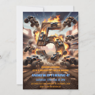 Monster Truck 5. Geburtstagsfeier Einladung