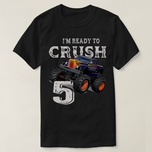 Monster Truck 5th Birthday Gift Boys I'm Ready to  T-Shirt (Design vorne)