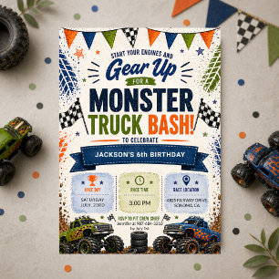 Monster Truck 6. Geburtstag Jungen Einladung