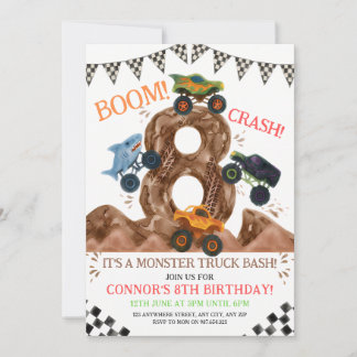 Monster Truck 8. Geburtstag Einladung