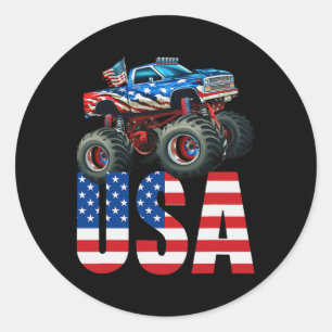 Monster Truck American Flag 4. Juli USA Racing Runder Aufkleber