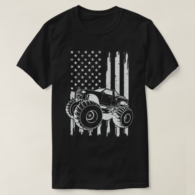  Monster Truck American Flag Patriotic 4. Juli T-Shirt (Design vorne)