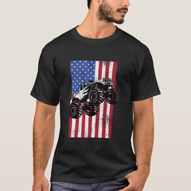 Monster Truck American Flag Racing USA Patriotic A T-Shirt (Vorderseite)
