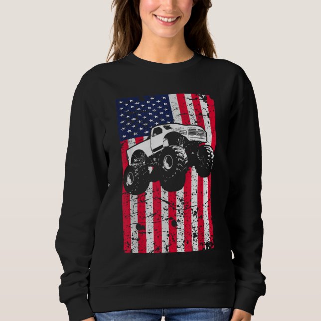 Monster Truck American Flag Racing USA Patriotic Sweatshirt (Vorderseite)