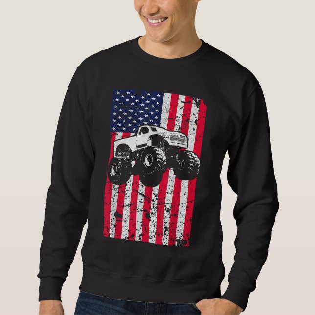 Monster Truck American Flag Racing USA Patriotic Sweatshirt (Vorderseite)