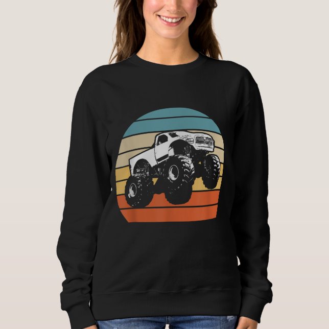 Monster Truck American Flag Racing USA Vintag Sweatshirt (Vorderseite)