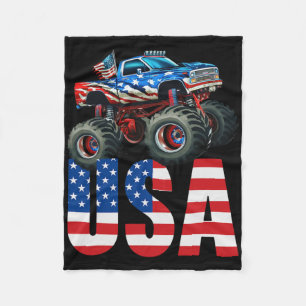 Monster Truck Amerikanische Flagge 4. Juli USA Ren Fleecedecke